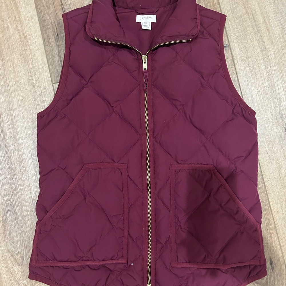 J. Crew Maroon Quilted Puffer Vest